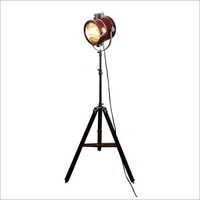 Red Leather Chrome Spot Light Floor Lamp Stand