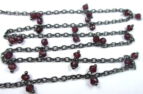 Gold Natural Garnet Beads