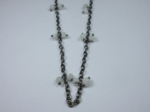As Photo Shown Rainbow Moonstone Cluster Chain With Oxidized Plating