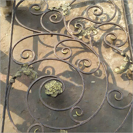 MS Gate - Steel, 10' x 5 Feet, Black | Corrosion Resistant, Elegant Design with Golden Polished Flower Work, Easy Maintenance