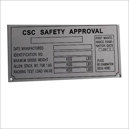 Container Safety Data Plate