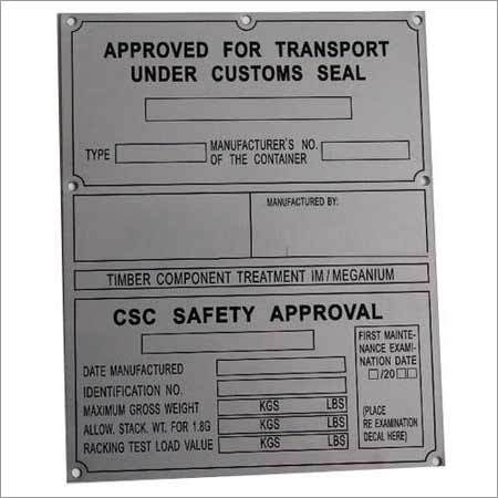 Offshore Container Data Plate