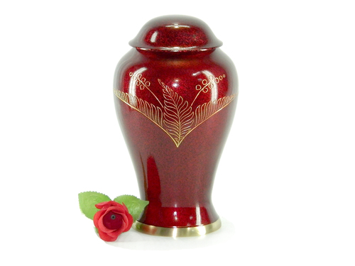 Brass Pet Urn Red Marble