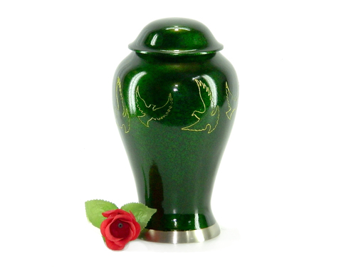 Brass Pet Urn Green Marble