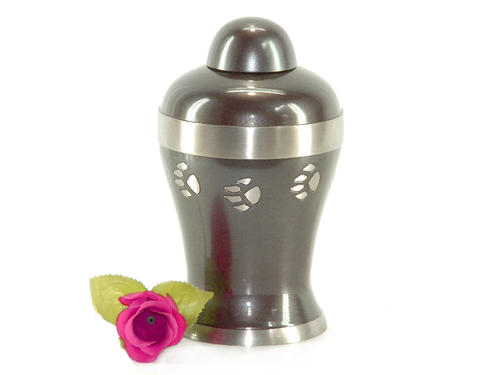 Brass Pet Urn Charcoal Paw Print