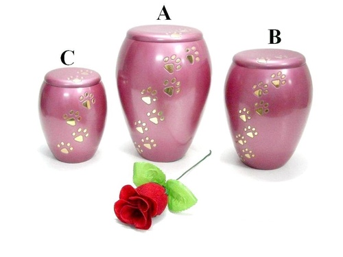 Brass Pet Urn Pink Paw Prints