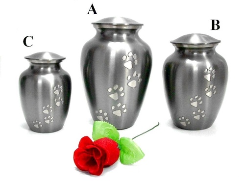 Brass Pet Urns Charcoal Grey with Pewter Paw Print