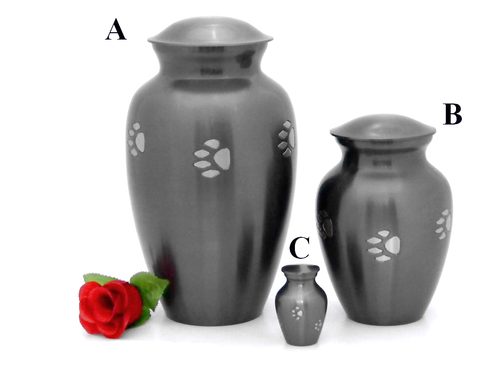 Brass Pet Urns Charcoal Grey Paw Prints