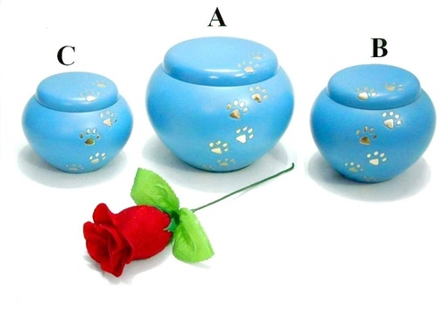 Brass Pet Urns Odyssey Blue Paw Prints