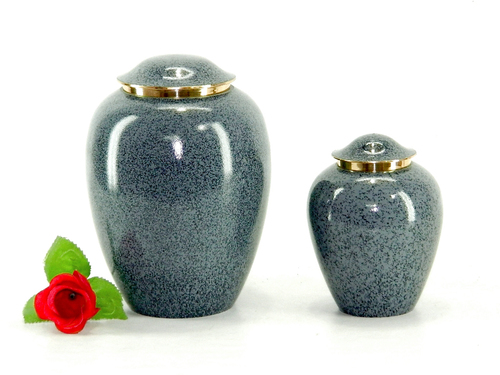 Aluminium Pet Urns Blue Marble with Brass Lid