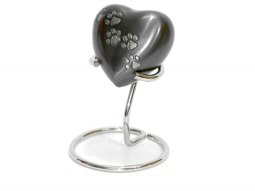 Brass Heart Urn Charcoal Grey