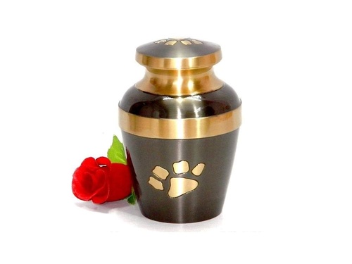 Brass Pet Urn Charcoal & Matte Paw Print