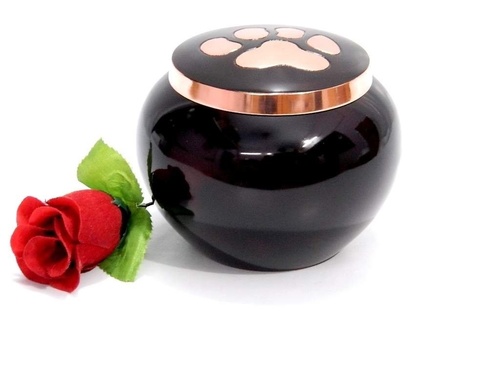 Brass Pet Urn Copper Paw Print - Brass, Variable Size, Black | Engraved, Polished Finish, Durable Paw Print