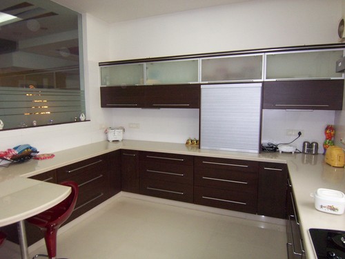 Commercial Kitchen - Wooden Material, Polished Finish with Glossy Surface | Durable Elegance, Traditional Indian Style, Attractive Patterns, Multiple Racks and Cabinets