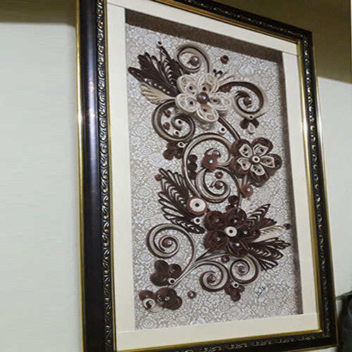 Handmade Colored Quilling Scenery with Glass