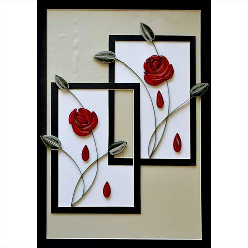 Handmade Roses Design Quilling Scenery