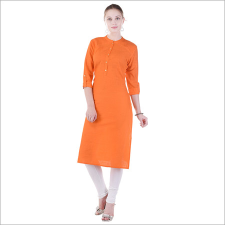 Cotton Plain Orange Kurti Cotton Plain Orange Kurti