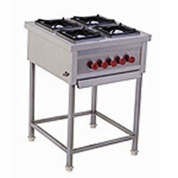 4 Burner Cooking Range - Stainless Steel, 700x700x800 mm | Four Burners, Easy Cleaning, Durable Design, LPG, 10 kW