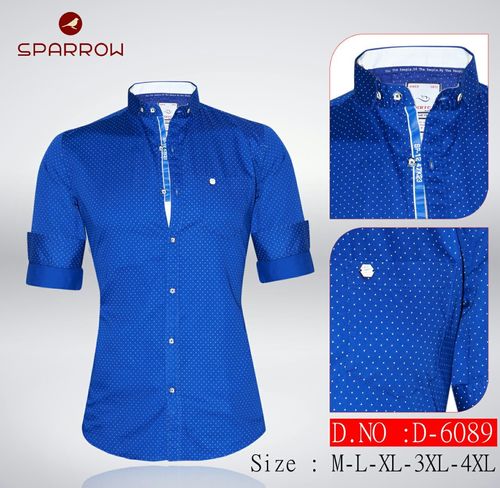 Men's Shartin Shirt - Cotton Large to XXXL Sizes Alluring Dotted Design Shrink Resistant Skin Friendly Fabric