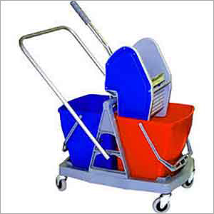 Double Bucket Mop Wringer Trolley