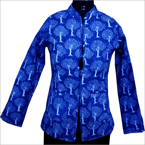 Indigo Cotton Quilted  Jacket Bust Size: 42 Inch (In)