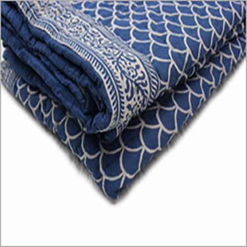 Jaipuri Kantha Quilts Indigo Blue Hand Block Printed Quilt