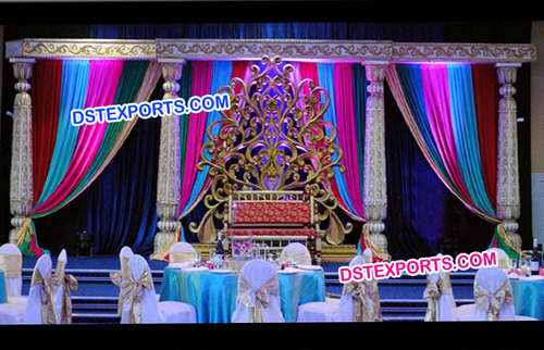 Beautiful Wedding Stage With Flower Backdrop Panel