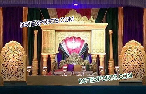 Indian Wedding Golden Fiber Stage Decors