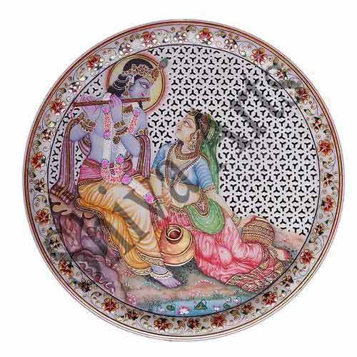 Marble Radha Krishna Plate