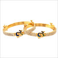 Polki Bangles - Gold Plated Metal, 2.5 Inches Diameter | Comfortable Fit, Elegant Design, Adorned With Polki Stones, Gift Ready