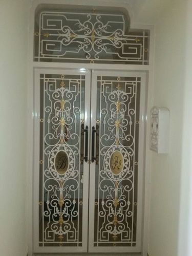 Door Iron Gate - Iron, 10' X 5 Feet, White Color | Corrosion Resistant, Elegant Design, Alluring Carvings, Easy Installation