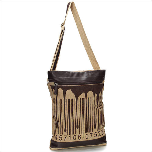Barcode Splash Jute Sling Bag