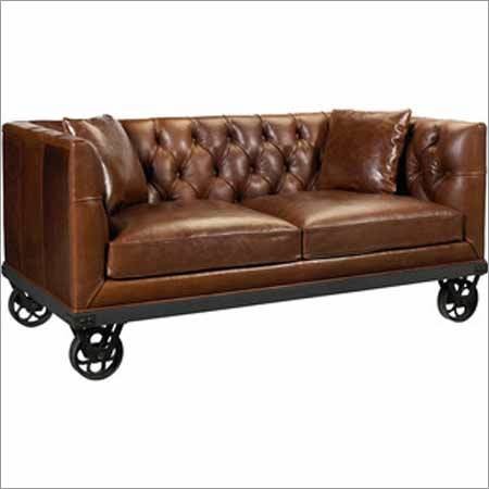 Hukam Handicrafts Industrial Leather Sofa With Wheel