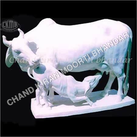 White Cow And Calf Statue