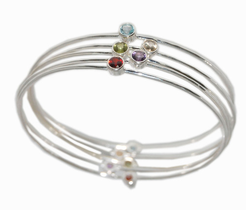 Silver Stone Bangle Gender: Women