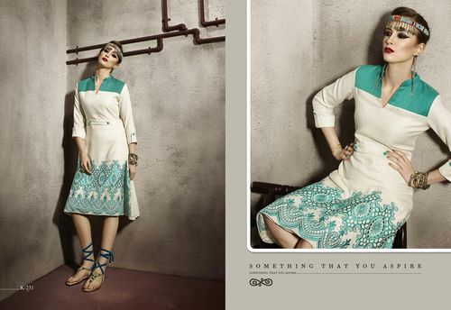 Designer Kurti - Pashmina Fabric, Size M L XL , Off White with Intricate Embroidery Work for Casual and Party Wear