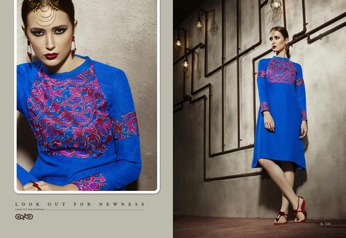 Fancy Western Kurti - Pashmina Fabric, Sizes M, L, XL | Long Sleeves, Embroidered Design, Casual & Party Wear