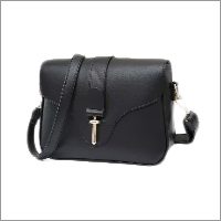 Black Pu Leather Crossbody Handbag
