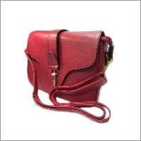 Pu Leather Shoulder Bag - Medium Size 28x8x18 Cm, Red Color | Elegant Design With Funnel Shaped Flap, Metal Lock For Security, Soft Material And Good Finishing