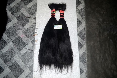Non Remy Double Drawn Black Hair