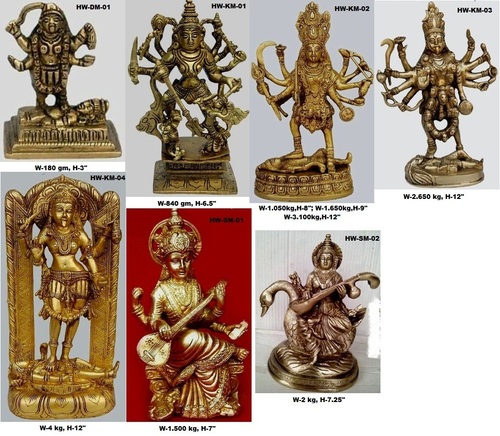 Brass Kaali & Saraswati Mata Statues