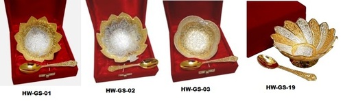 Gold & Silver Coated Single Brass Bowl Gift Set