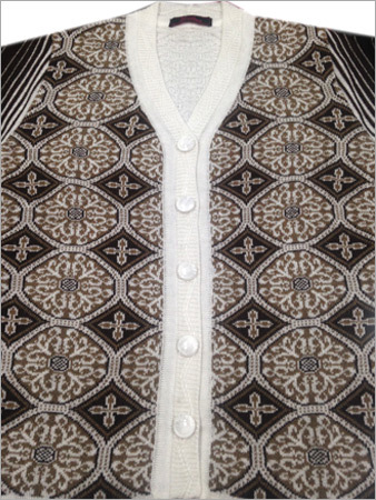 V Neck Cardigan - Woolen Material, Printed Pattern | Black Color Elegance