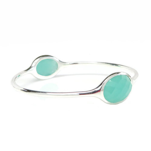 Sterling Silver Aqua Chalcedony Bracelet