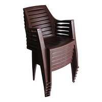 Mavi Outdoor Chair - Moulded Plastic, 22.50x24x34 Inches, Brown | Durable, Eco-friendly, Lightweight, Rust Proof, Easy To Clean, Hygienic Design