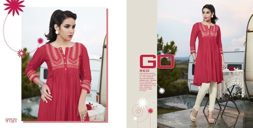 Red Embroidery Kurti