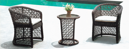 Outkraft Cane Rattan Style Outdoor Wicker Coffee Set