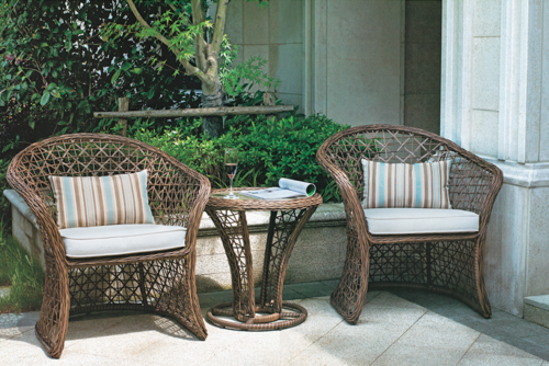 Spacious Cane Style Outdoor Wicker Coffee Set No Assembly Required