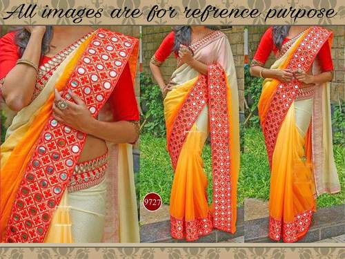 Yellow Fancy Bollywood Replica Designer Party Wear Saree