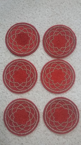 Round Beaded Coasters Back Material: Satin
